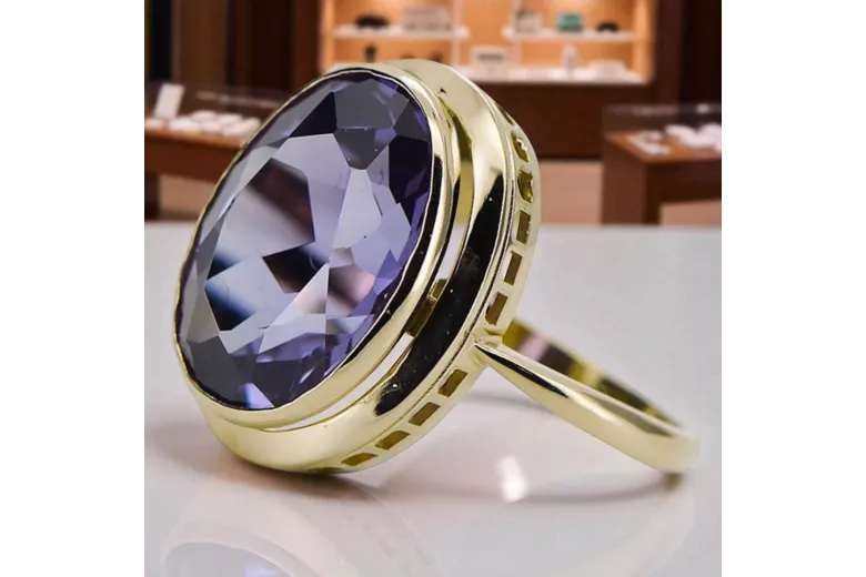 14K Жовте золото Олександрит Каблучка Вінтаж прикраси vrc285y